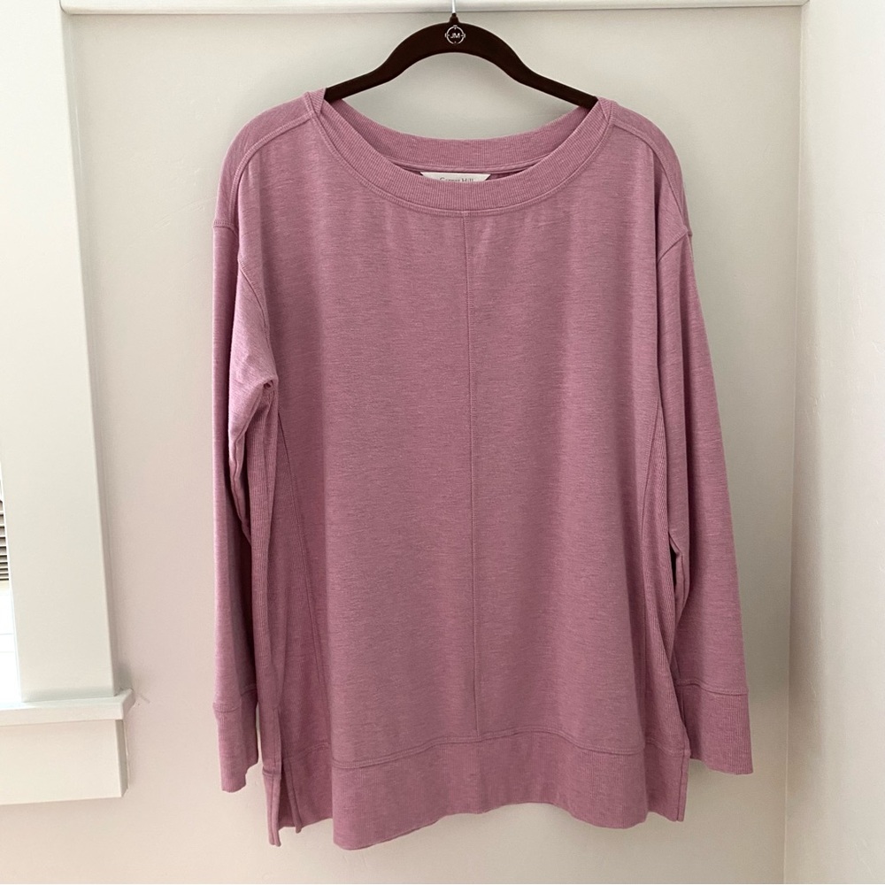 NWOT Garnet Hill Oversized Tunic Tencel Blend Sweatshirt Top Heathered XS